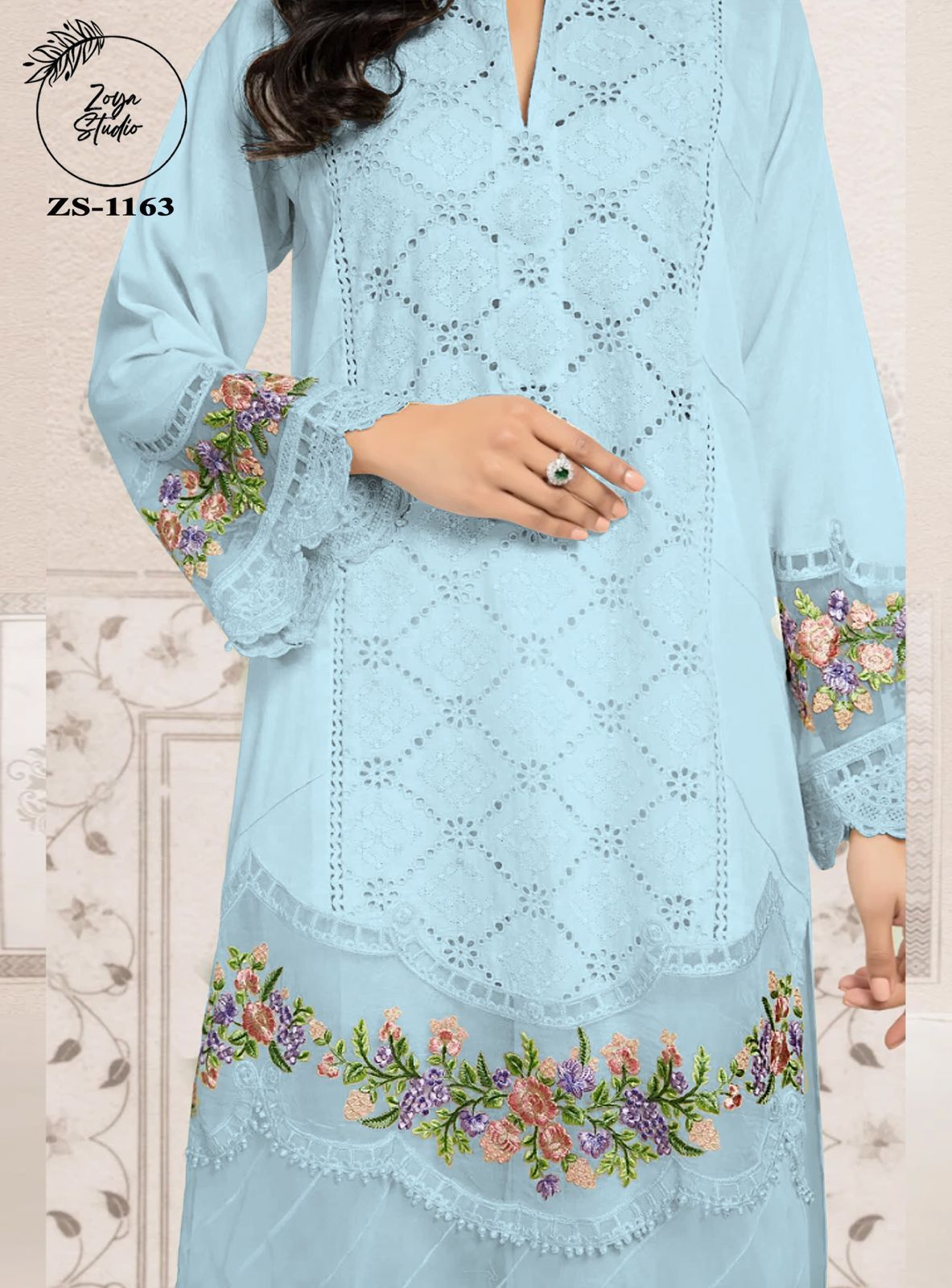 Designer stylish Tunic Heavy Embroidery Kurti With Lace & Cut Work with Glamours Gorgeous Heavy Embroidery sleevs With paired with designer Strachable Pant & Digital Print Dupatta