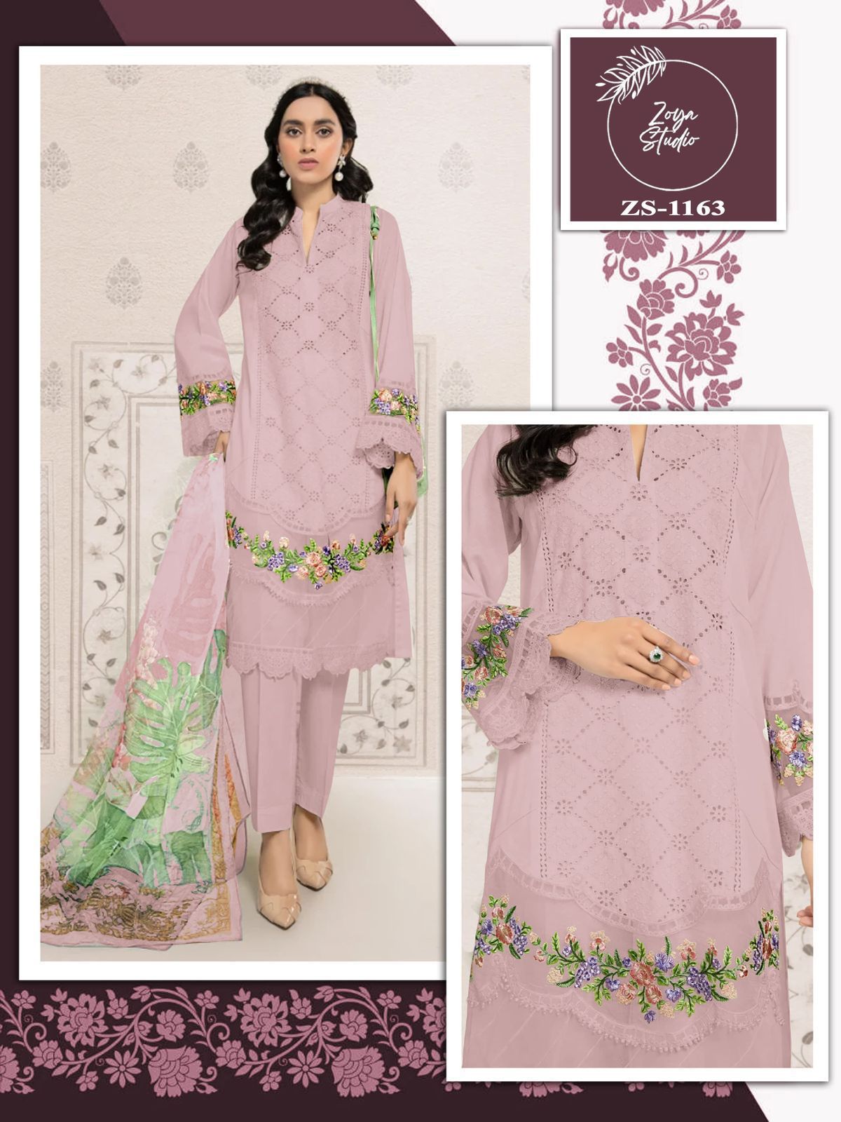 Designer stylish Tunic Heavy Embroidery Kurti With Lace & Cut Work with Glamours Gorgeous Heavy Embroidery sleevs With paired with designer Strachable Pant & Digital Print Dupatta