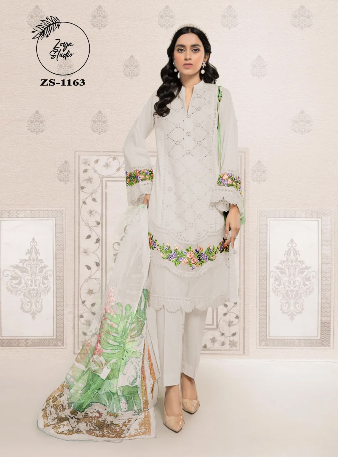 Designer stylish Tunic Heavy Embroidery Kurti With Lace & Cut Work with Glamours Gorgeous Heavy Embroidery sleevs With paired with designer Strachable Pant & Digital Print Dupatta