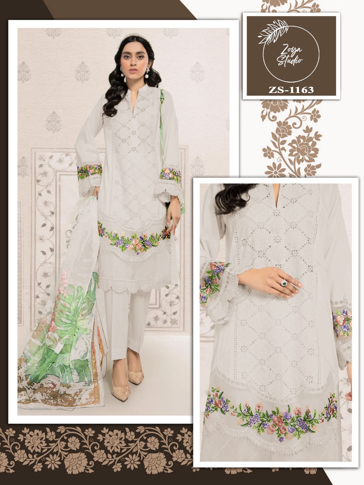 Designer stylish Tunic Heavy Embroidery Kurti With Lace & Cut Work with Glamours Gorgeous Heavy Embroidery sleevs With paired with designer Strachable Pant & Digital Print Dupatta