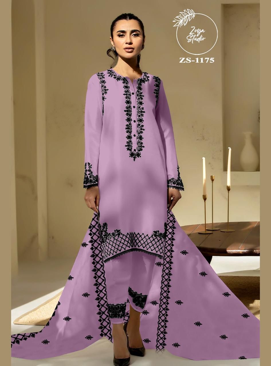 Designer stylish Embrdry Tunic With Beautiful Neck With Stylish Look & also Embrdry In Sleeves & in Pants