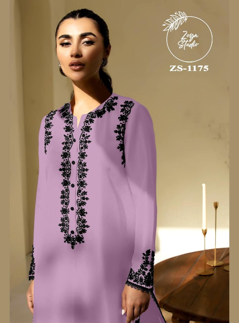 Designer stylish Embrdry Tunic With Beautiful Neck With Stylish Look & also Embrdry In Sleeves & in Pants