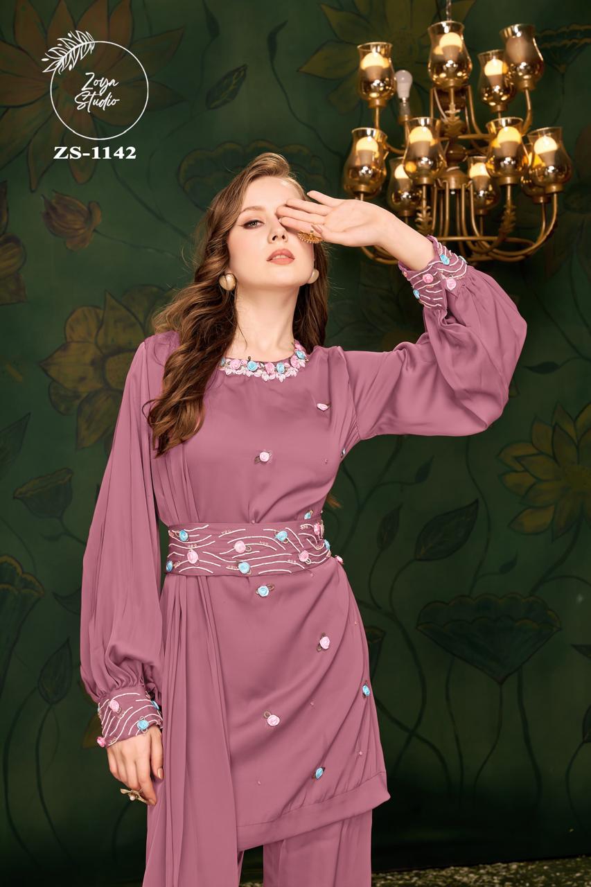 Designer Tunic with Gorgeous Handwork & Sleeve also HandWork With Pattern n Glamours paired With pants