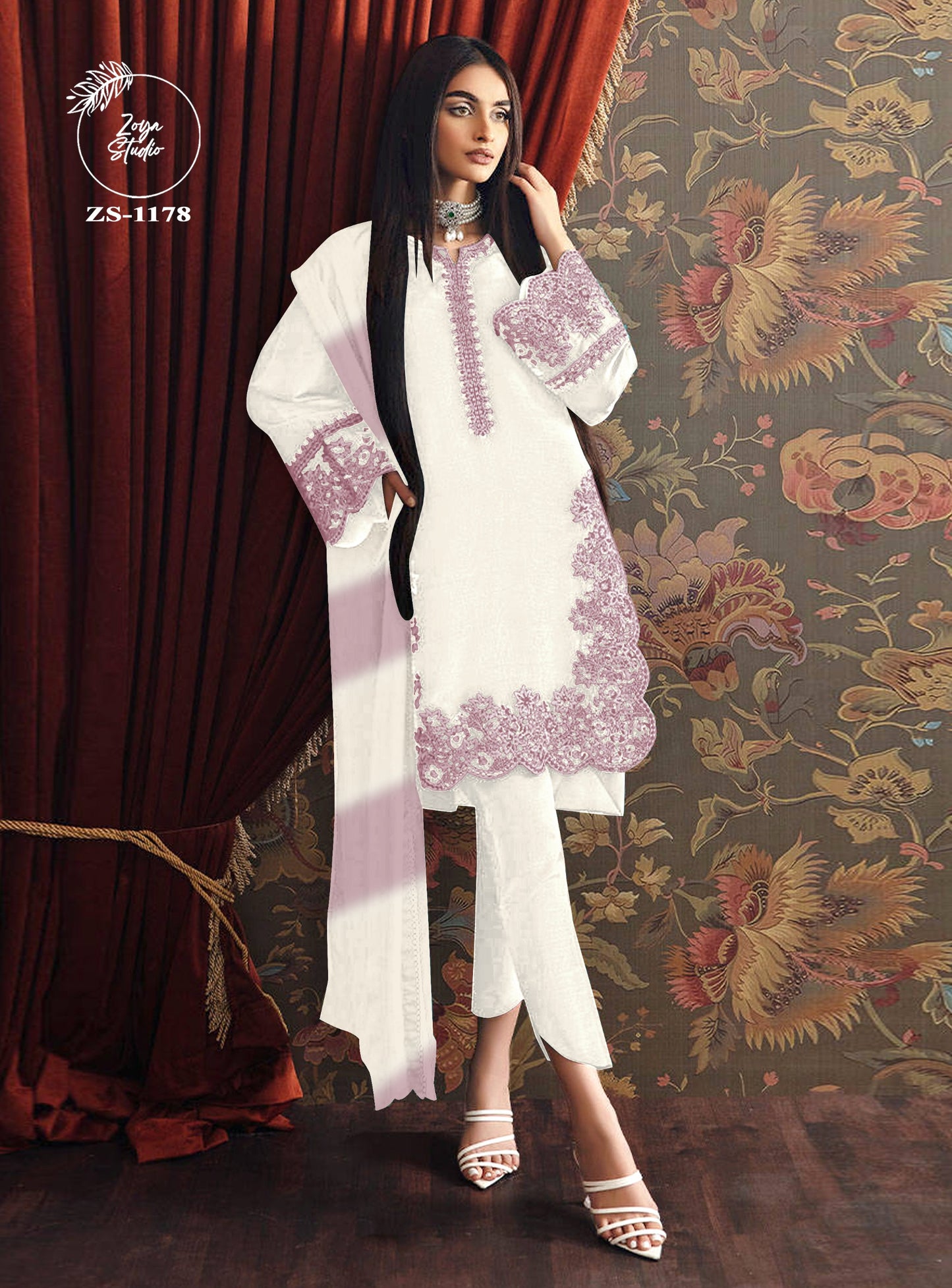 Designer stylish Tunic Heavy Stylish Embroidery & Cutwork In Sleeve With Attractive Embroidery In Neck With Cutwork In Kurti & Pant With Chinon Duptta