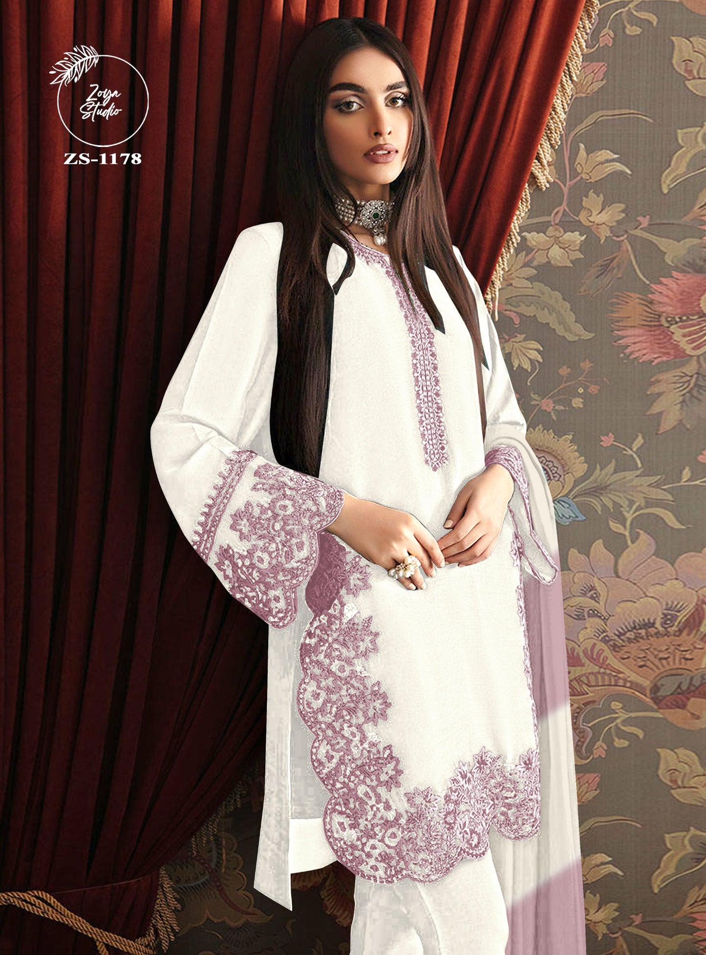 Designer stylish Tunic Heavy Stylish Embroidery & Cutwork In Sleeve With Attractive Embroidery In Neck With Cutwork In Kurti & Pant With Chinon Duptta