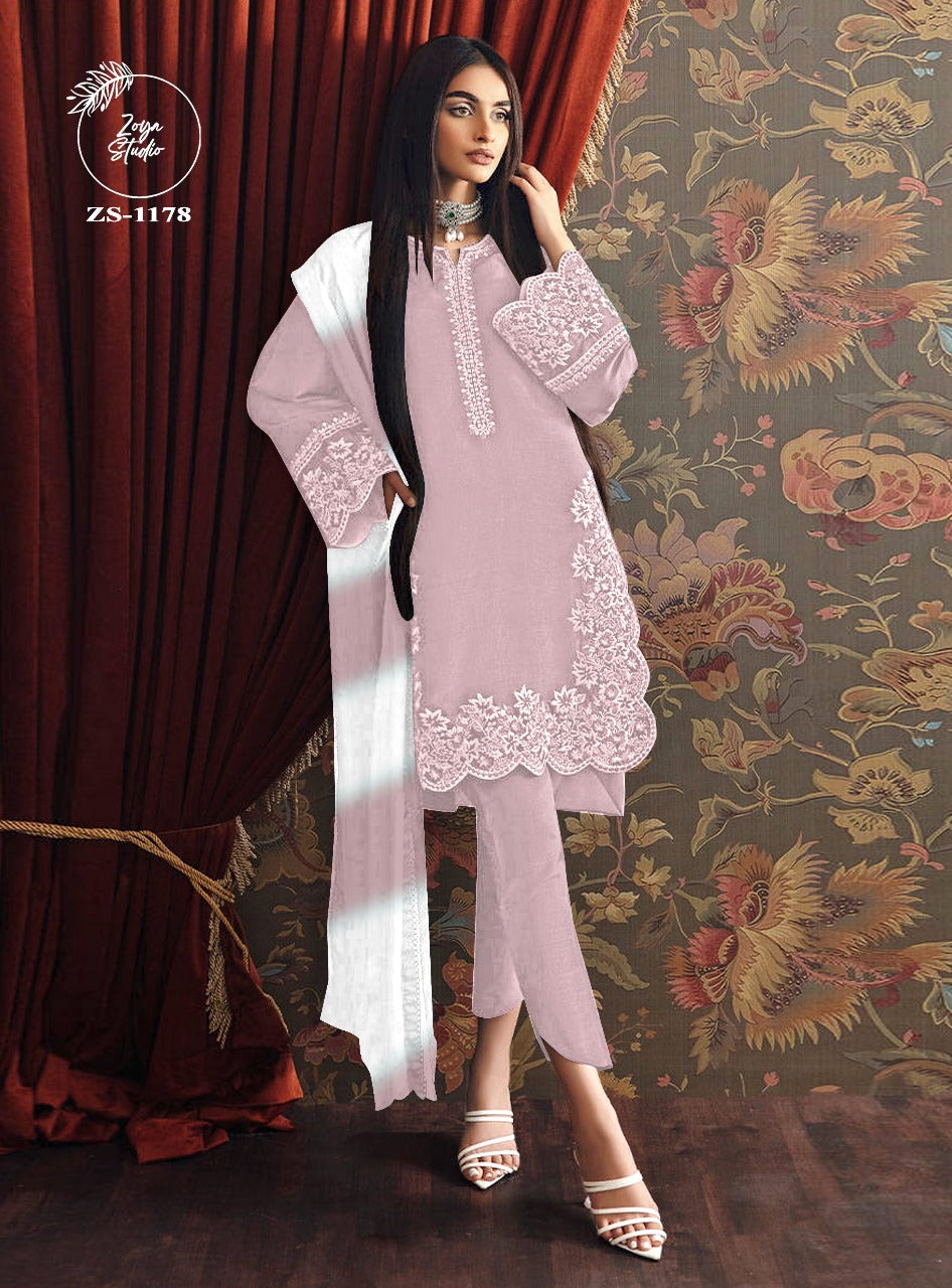 Designer stylish Tunic Heavy Stylish Embroidery & Cutwork In Sleeve With Attractive Embroidery In Neck With Cutwork In Kurti & Pant With Chinon Duptta