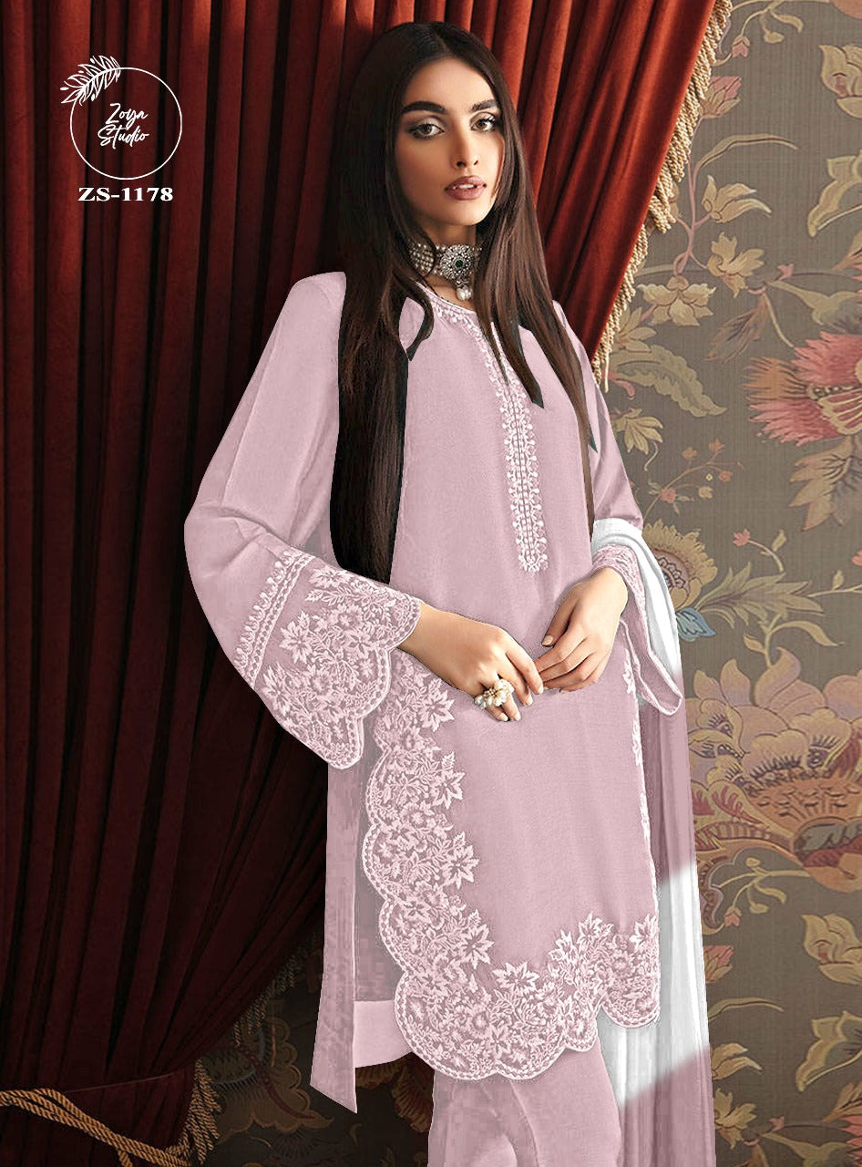 Designer stylish Tunic Heavy Stylish Embroidery & Cutwork In Sleeve With Attractive Embroidery In Neck With Cutwork In Kurti & Pant With Chinon Duptta