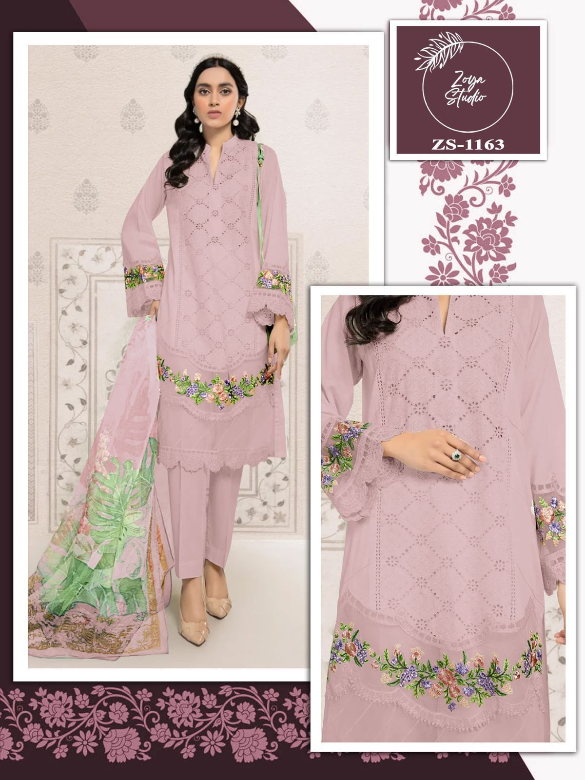 Designer stylish Tunic Heavy Embroidery Kurti With Lace & Cut Work with Glamours Gorgeous Heavy Embroidery  sleevs With paired with designer  Strachable Pant & Digital Print Dupatta