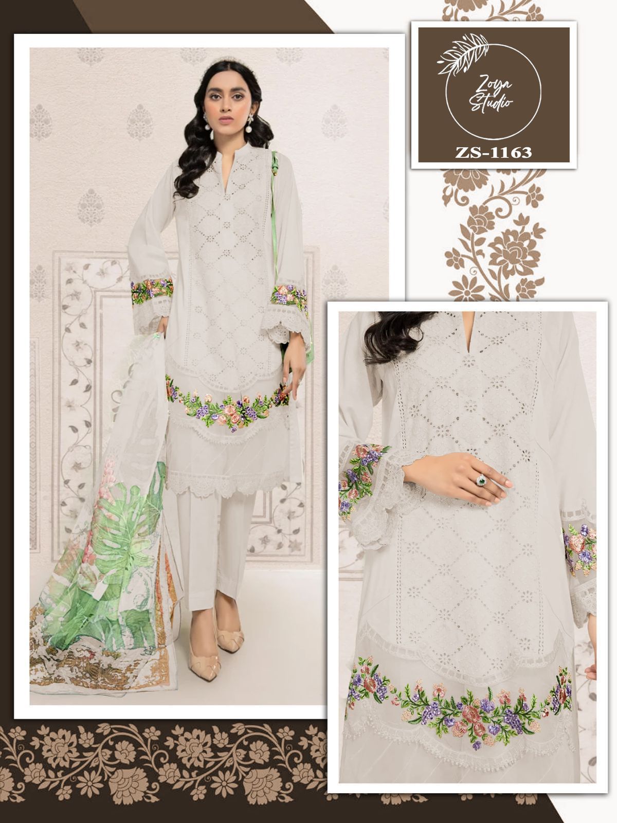 Designer stylish Tunic Heavy Embroidery Kurti With Lace & Cut Work with Glamours Gorgeous Heavy Embroidery  sleevs With paired with designer  Strachable Pant & Digital Print Dupatta