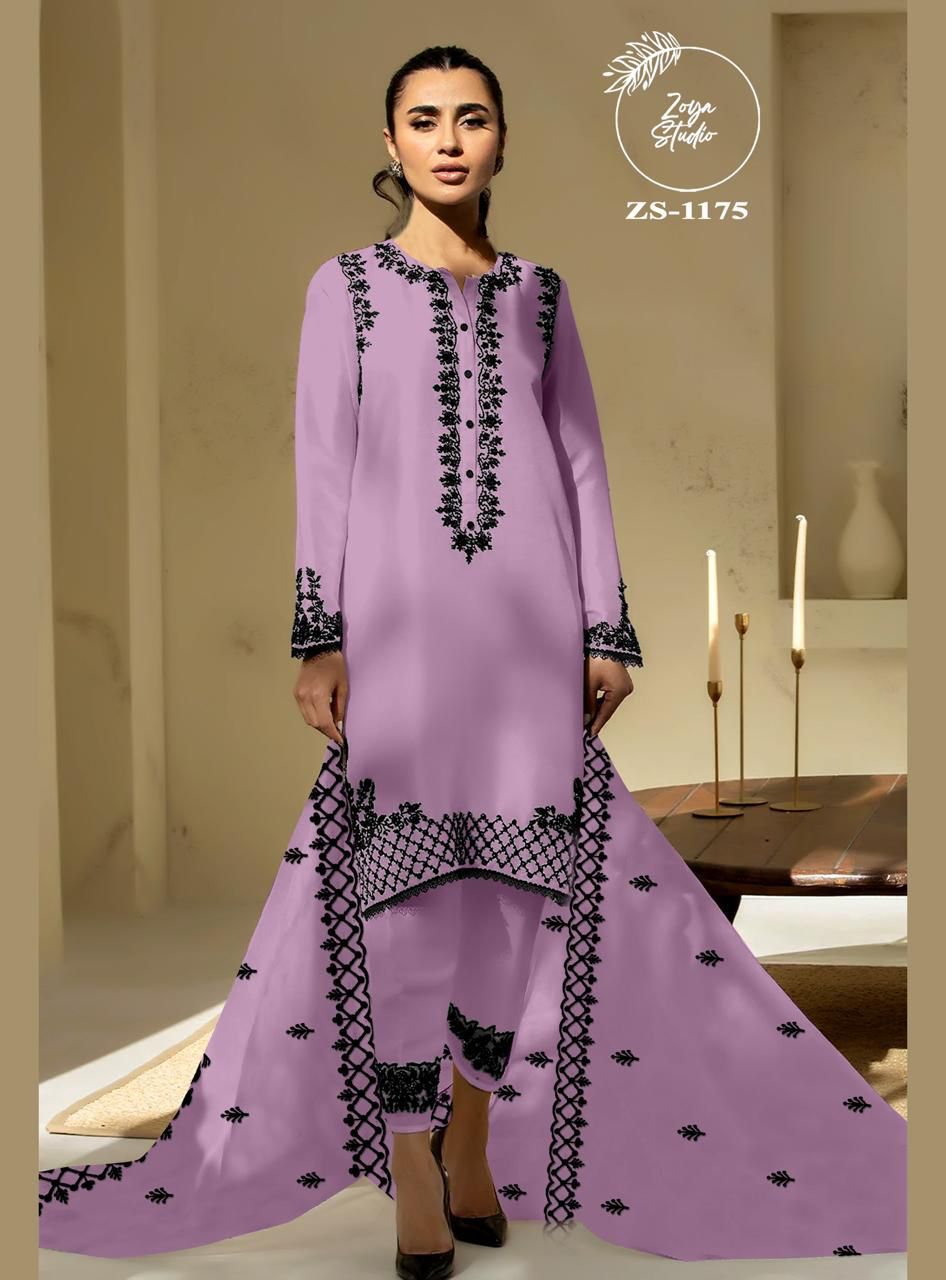 Designer stylish Embrdry Tunic With Beautiful Neck With Stylish Look & also Embrdry  In Sleeves & in Pants