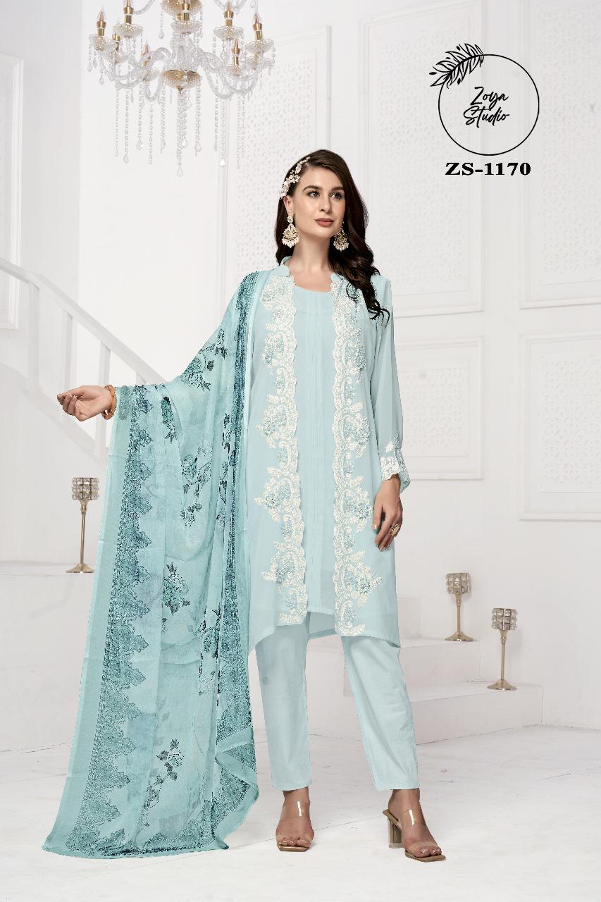 Designer stylish Jacekt With Heavy Embroidery& Handwork With Lace & Cut Work with Glamours Gorgeous Heavy Embroidery  sleevs With paired with designer  Strachable Pant Removable Inner &  Digital Print Dupatta