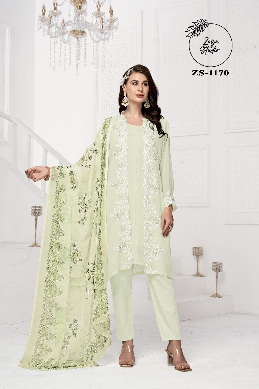 Designer stylish Jacekt With Heavy Embroidery& Handwork With Lace & Cut Work with Glamours Gorgeous Heavy Embroidery  sleevs With paired with designer  Strachable Pant Removable Inner &  Digital Print Dupatta