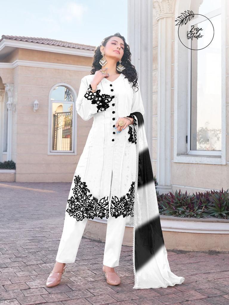 Designer Pakistani Front Open Top With Same Shade Dupatta And Pants