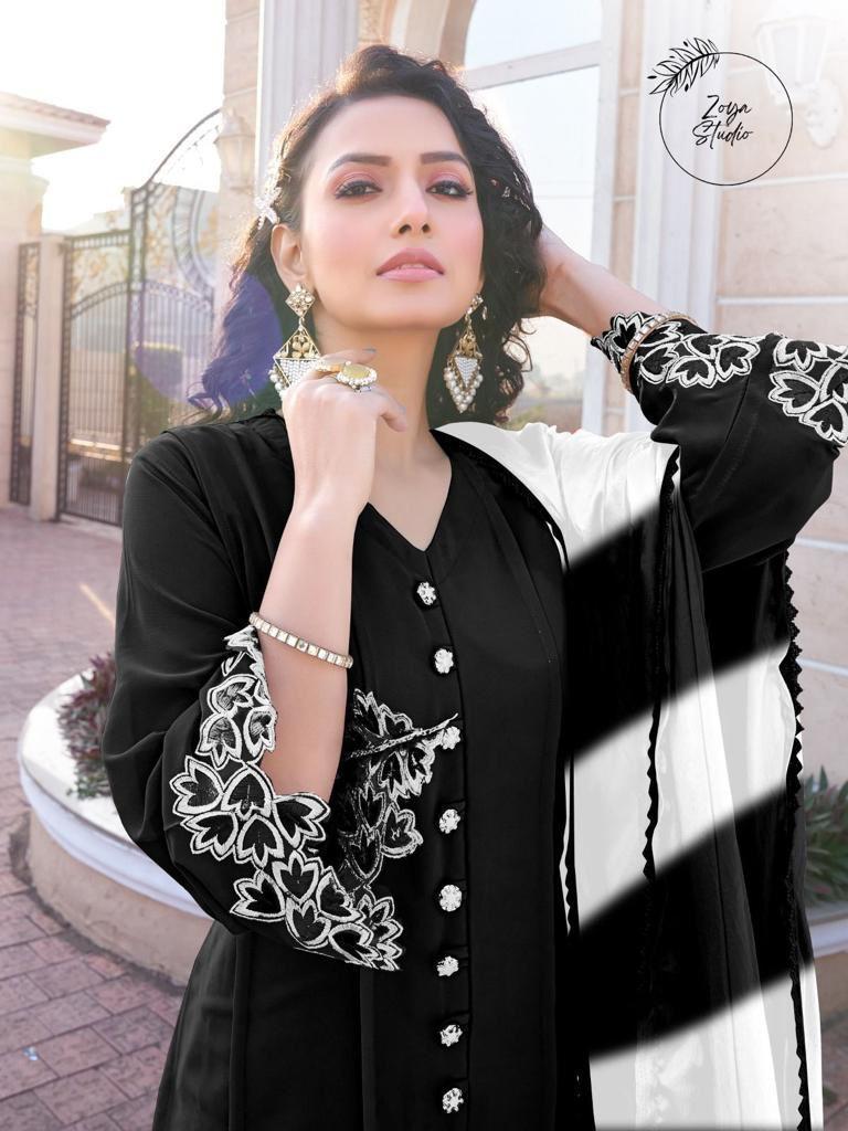 Designer Pakistani Front Open Top With Same Shade Dupatta And Pants