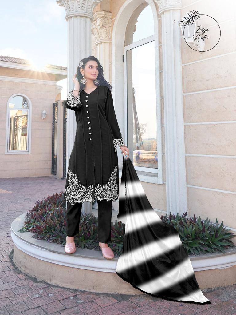 Designer Pakistani Front Open Top With Same Shade Dupatta And Pants