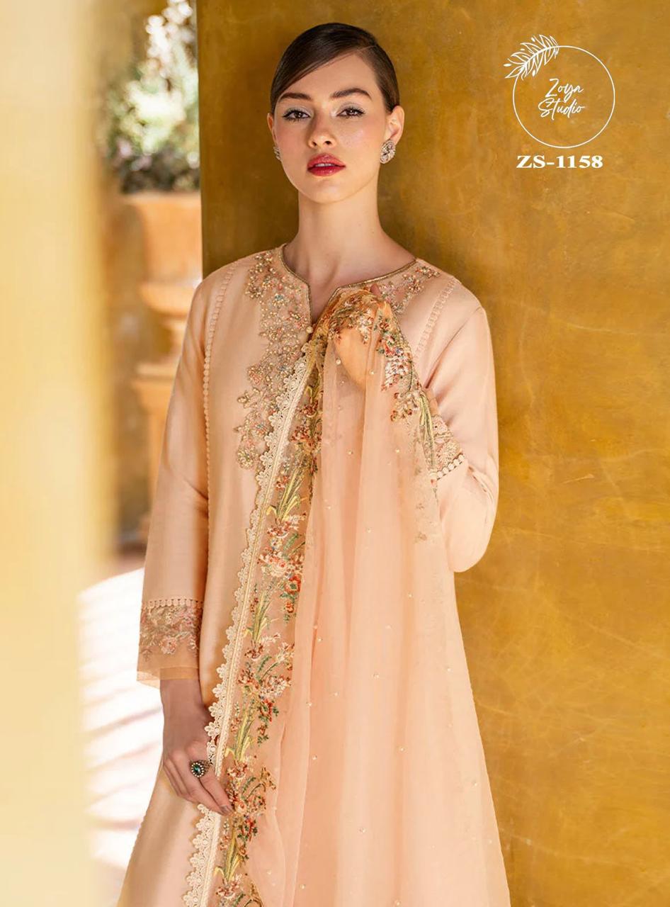 Designer stylish Embroidery Tunic With Pearl Moti  With Stylish Neck Pattern & also Embroidery  In Sleeves with Glamours Gorgeous Looking In Kurti paired with Bottom & Embroidered Organza  Dupatta