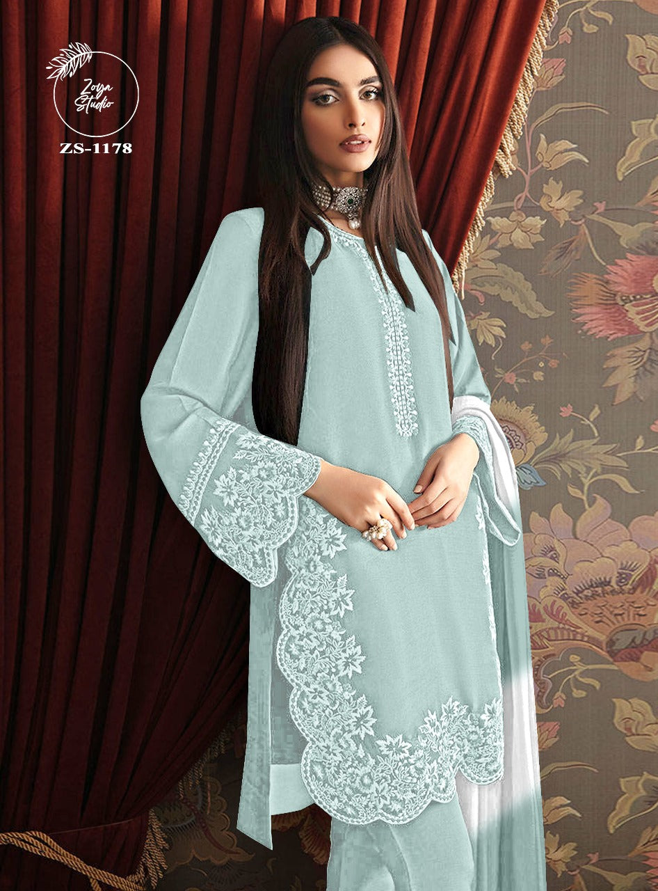 Designer stylish Tunic Heavy Stylish Embroidery & Cutwork In Sleeve With Attractive Embroidery In Neck With Cutwork  In Kurti  & Pant With Chinon Duptta